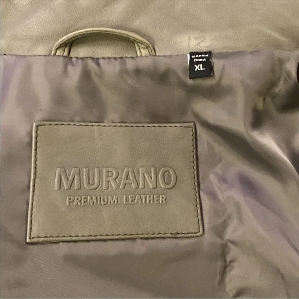 Murano Men's gray genuine Leather Jacket, XL